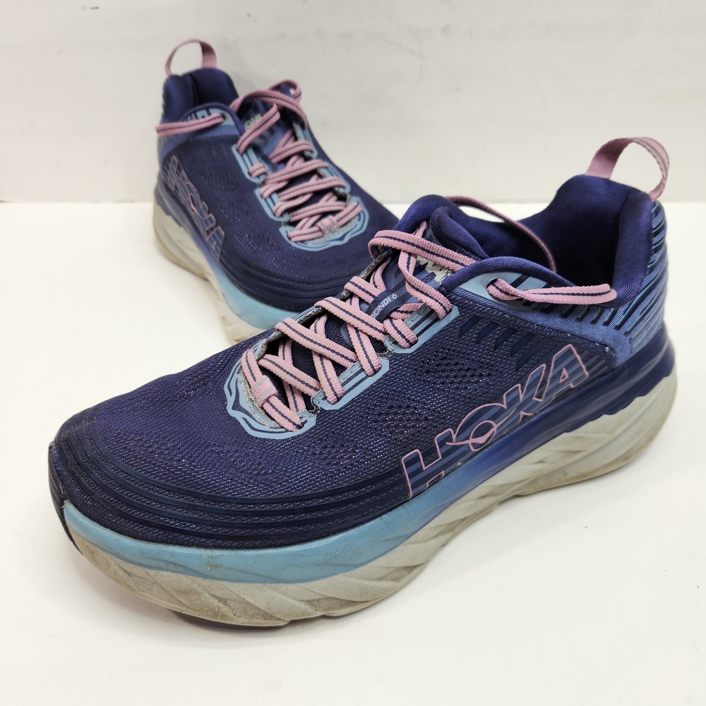 Hoka One One Bondi 6 Women 8.5 D Wide Marlin Blue Ribbon Running Shoes 1019272